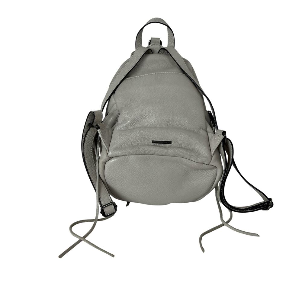 Rebecca Minkoff Julian Backpack Grey Pebbled Leather Gunmetal Hardware